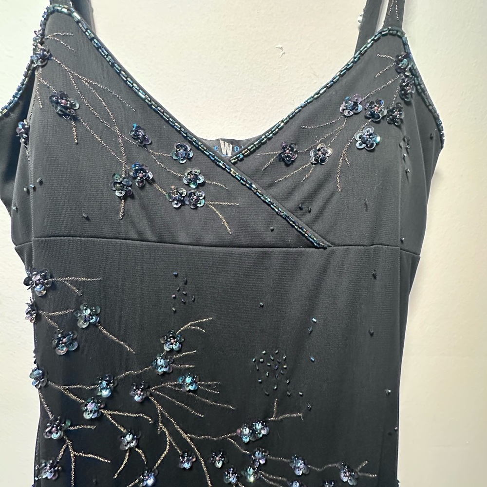 Beautiful Y2KVintage Sue Wong Silk Sheer Mesh Lace Beaded Floral Maxi Slip Dress - Picture 16 of 16